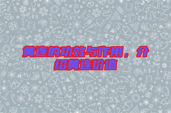 黃連的功效與作用，介紹黃連價值