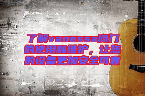 了解vanessa閥門的使用和維護，讓您的設備更加安全可靠