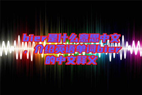 bier是什么意思中文，介紹英語(yǔ)單詞bier的中文釋義