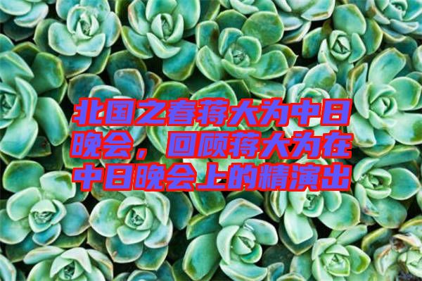 北國之春蔣大為中日晚會，回顧蔣大為在中日晚會上的精演出