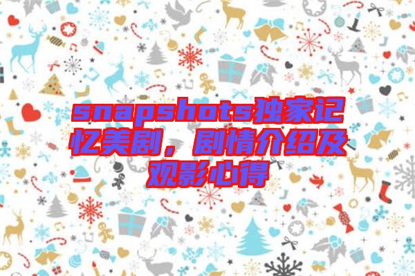 snapshots獨(dú)家記憶美劇，劇情介紹及觀影心得