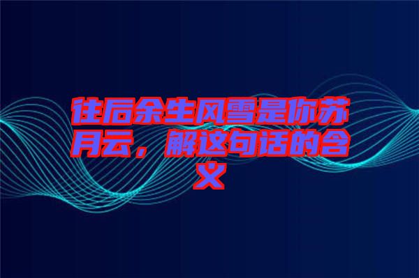 往后余生風(fēng)雪是你蘇月云，解這句話的含義