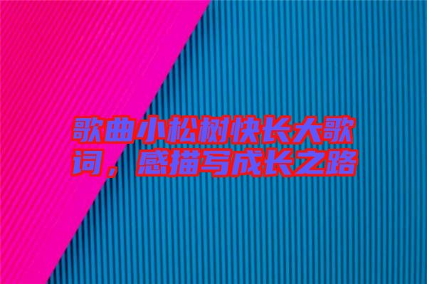 歌曲小松樹快長(zhǎng)大歌詞，感描寫成長(zhǎng)之路