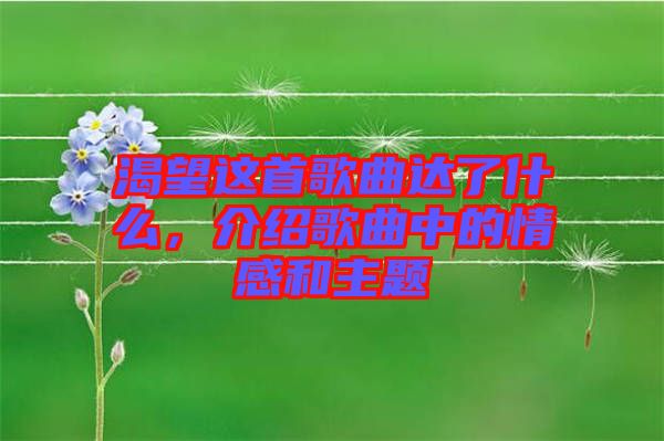 渴望這首歌曲達(dá)了什么，介紹歌曲中的情感和主題