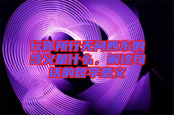 行你所行無問西東的含義是什么，解這句話的哲學意義