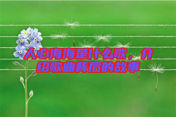 人心海海是什么歌，介紹歌曲背后的故事