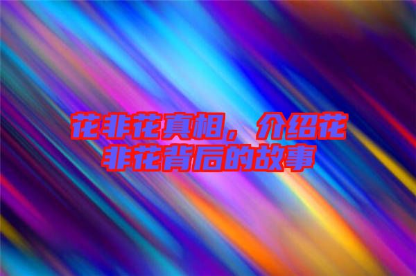 花非花真相，介紹花非花背后的故事