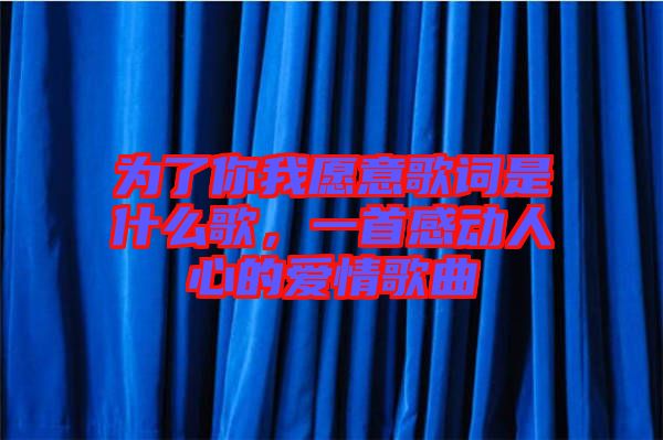 為了你我愿意歌詞是什么歌，一首感動人心的愛情歌曲