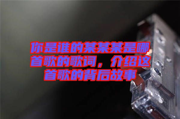 你是誰的某某某是哪首歌的歌詞，介紹這首歌的背后故事