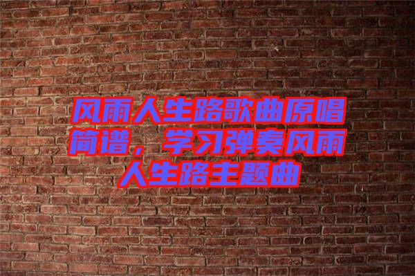 風(fēng)雨人生路歌曲原唱簡(jiǎn)譜，學(xué)習(xí)彈奏風(fēng)雨人生路主題曲