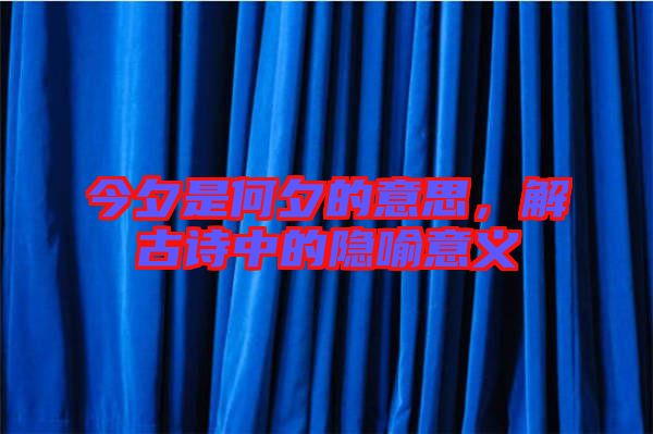 今夕是何夕的意思，解古詩(shī)中的隱喻意義