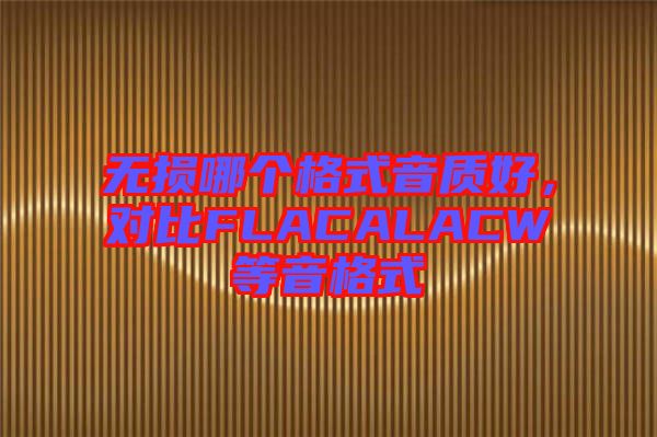 無損哪個格式音質(zhì)好，對比FLACALACW等音格式