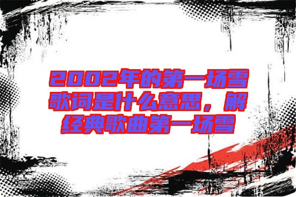 2002年的第一場雪歌詞是什么意思，解經典歌曲第一場雪
