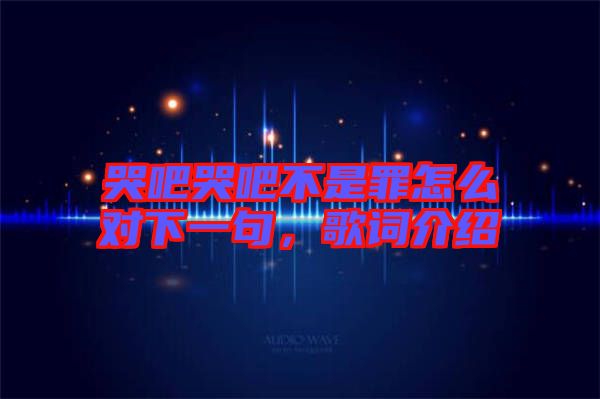 哭吧哭吧不是罪怎么對下一句，歌詞介紹