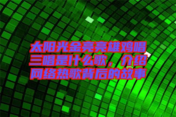 太陽光金亮亮雄雞唱三唱是什么歌，介紹網(wǎng)絡(luò)熱歌背后的故事