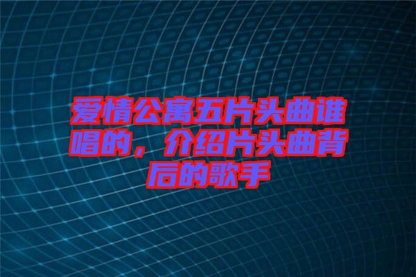 愛情公寓五片頭曲誰唱的，介紹片頭曲背后的歌手