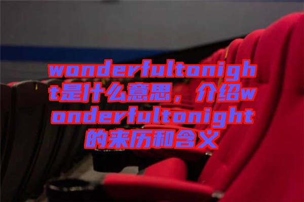 wonderfultonight是什么意思，介紹wonderfultonight的來歷和含義