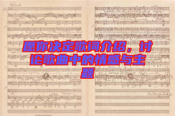 愿你決定歌詞介紹，討論歌曲中的情感與主題