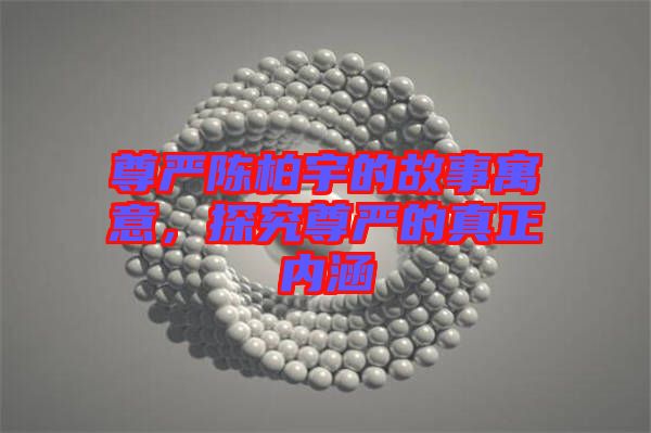 尊嚴(yán)陳柏宇的故事寓意，探究尊嚴(yán)的真正內(nèi)涵