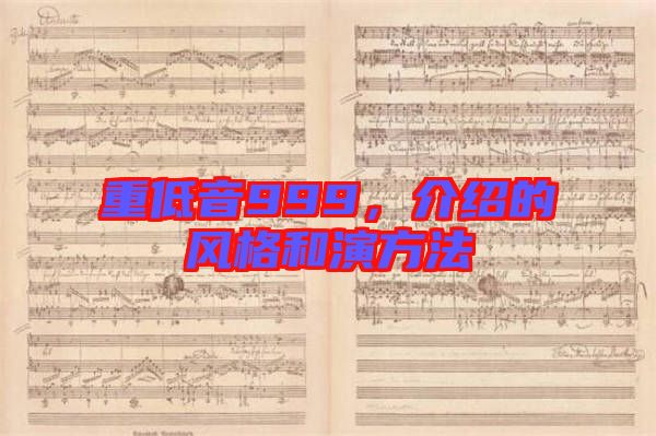 重低音999，介紹的風格和演方法