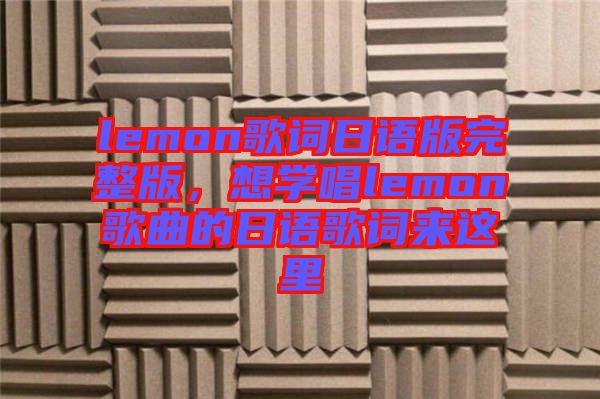 lemon歌詞日語版完整版，想學(xué)唱lemon歌曲的日語歌詞來這里