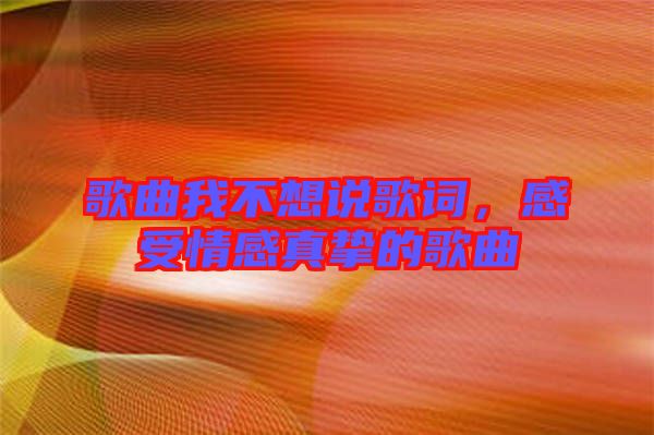 歌曲我不想說(shuō)歌詞，感受情感真摯的歌曲