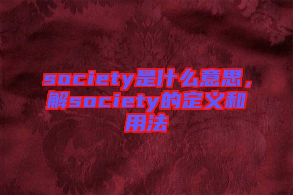 society是什么意思，解society的定義和用法