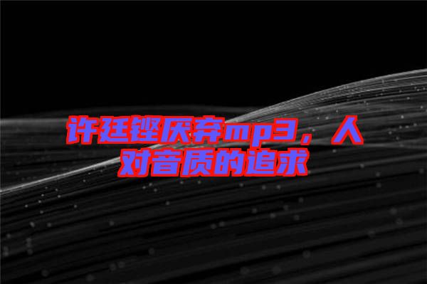 許廷鏗厭棄mp3，人對音質(zhì)的追求