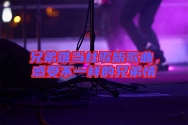 兄弟難當(dāng)杜歌版歌曲，感受不一樣的兄弟情