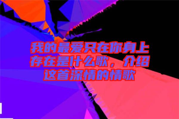 我的最愛(ài)只在你身上存在是什么歌，介紹這首深情的情歌