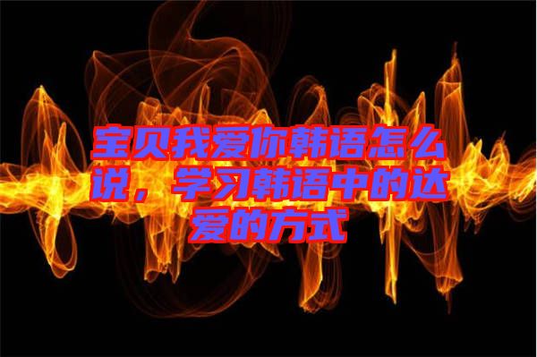 寶貝我愛你韓語怎么說，學習韓語中的達愛的方式