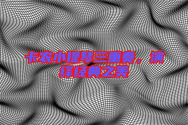 卡農(nóng)小提琴三重奏，演繹經(jīng)典之美