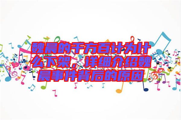 魏晨的千方百計為什么下架，詳細介紹魏晨事件背后的原因