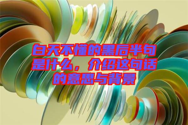 白天不懂的黑后半句是什么，介紹這句話的意思與背景