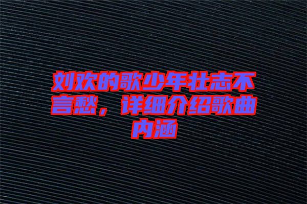 劉歡的歌少年壯志不言愁，詳細(xì)介紹歌曲內(nèi)涵