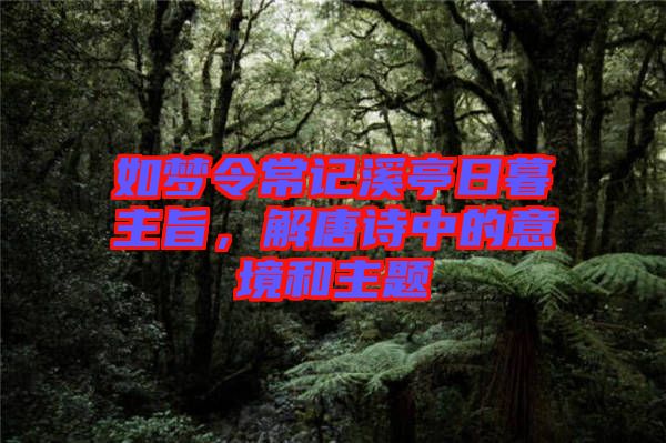 如夢令常記溪亭日暮主旨，解唐詩中的意境和主題