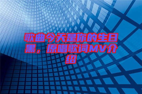 歌曲今天是你的生日黑，原唱歌詞MV介紹
