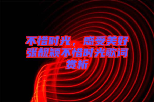 不惜時光，感受美好張靚穎不惜時光歌詞賞析