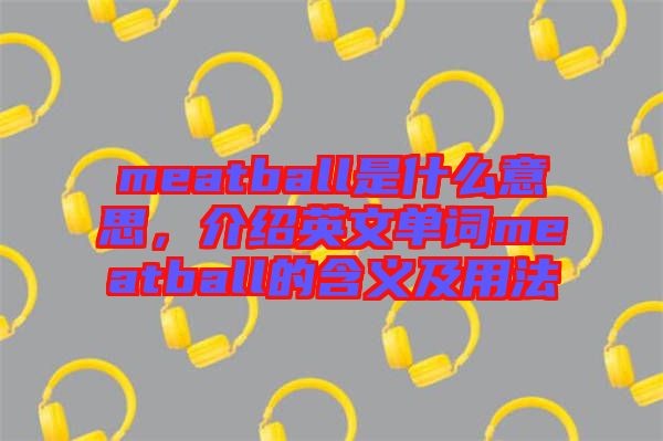 meatball是什么意思，介紹英文單詞meatball的含義及用法
