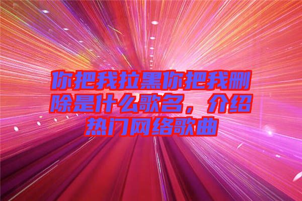你把我拉黑你把我刪除是什么歌名，介紹熱門網(wǎng)絡(luò)歌曲