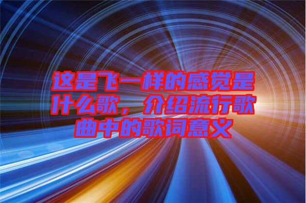 這是飛一樣的感覺是什么歌，介紹流行歌曲中的歌詞意義