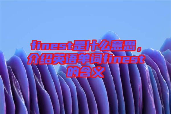 finest是什么意思，介紹英語單詞finest的含義