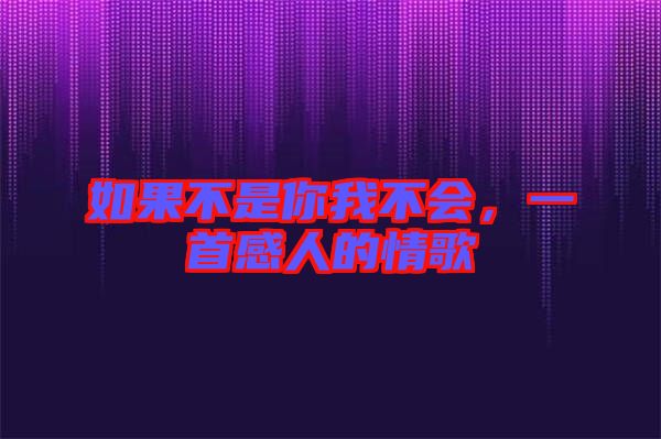 如果不是你我不會，一首感人的情歌