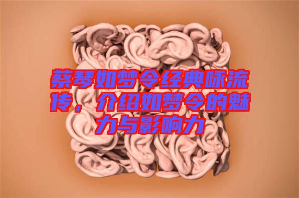 蔡琴如夢令經(jīng)典詠流傳，介紹如夢令的魅力與影響力