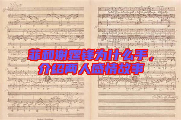 菲和謝霆鋒為什么手，介紹兩人感情故事