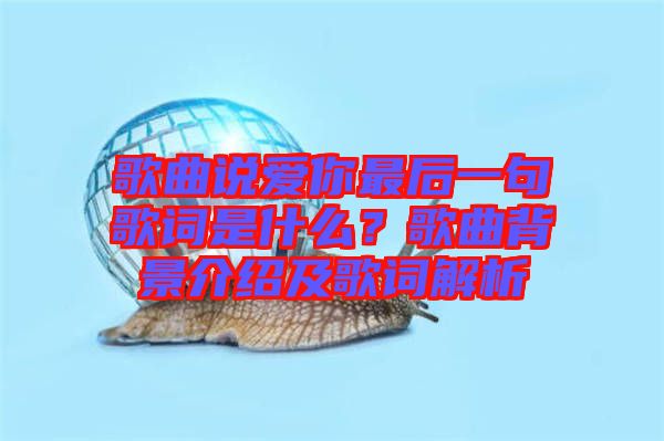歌曲說愛你最后一句歌詞是什么？歌曲背景介紹及歌詞解析