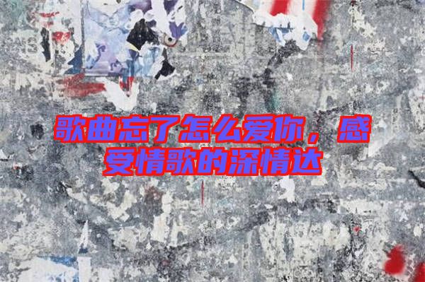 歌曲忘了怎么愛你，感受情歌的深情達(dá)