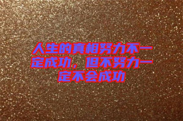 人生的真相努力不一定成功，但不努力一定不會(huì)成功