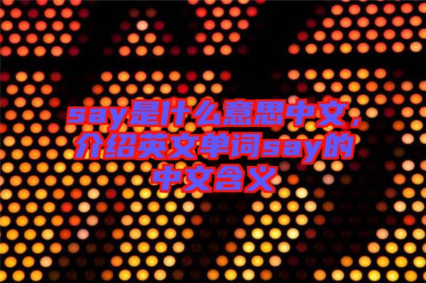 say是什么意思中文，介紹英文單詞say的中文含義