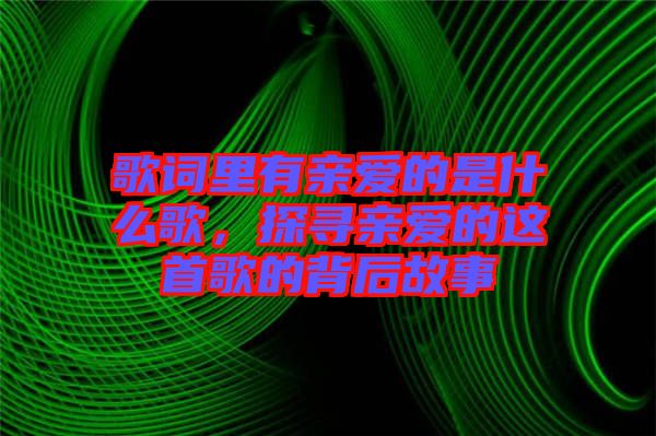 歌詞里有親愛的是什么歌，探尋親愛的這首歌的背后故事